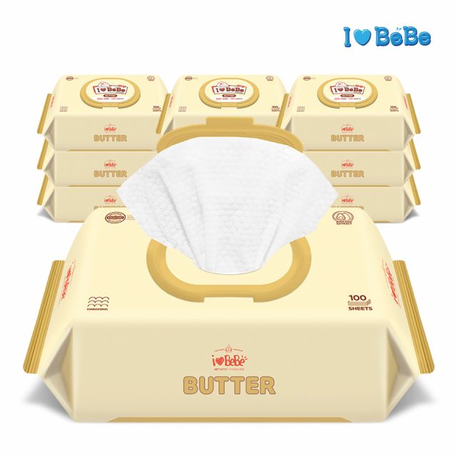 아이러브베베 버터 대용량 100매 엠보 10팩 캡형 아기물티슈