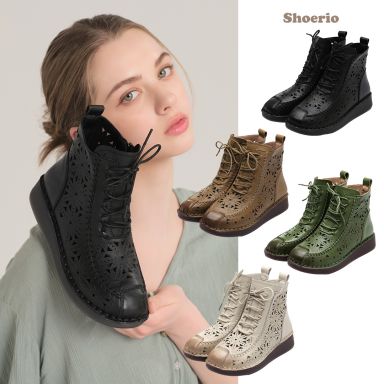 ARS10%(5,900원)할인 혜택! 바람 솔솔 [슈리오] 소가죽 펀칭 레이스업 샌들