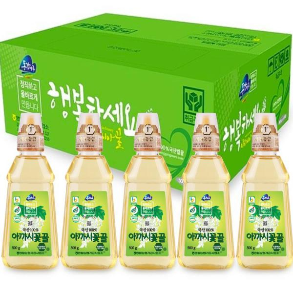 ★100% 천연 햇 벌꿀★ 동강마루아까시꽃꿀500g*5병