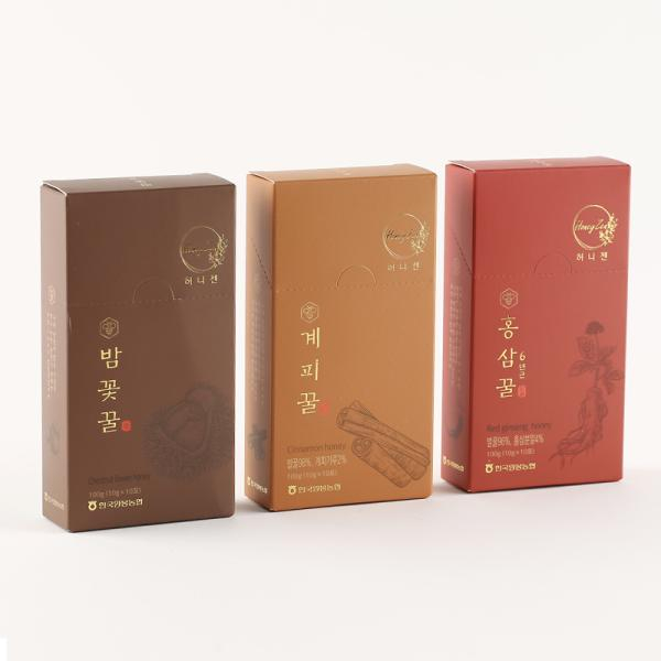 허니젠 스틱 꿀세트(밤꽃/계피/홍삼) 10포*3box