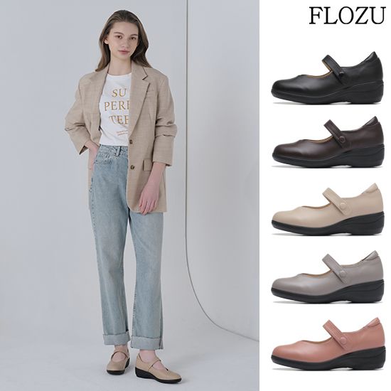 주 거림산업 발이 너무 편한 [플로쥬] 양가죽 웨지 메리제인 컴포트화