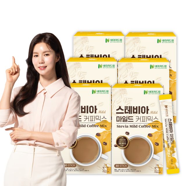 네이처드림 스테비아 마일드 커피믹스 6박스 (9.5g * 30포, 제로슈가)