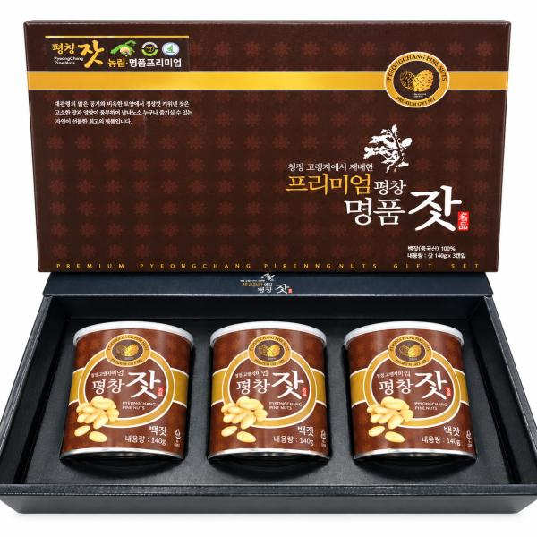 평창 고랭지 잣 140g3통(백잣)