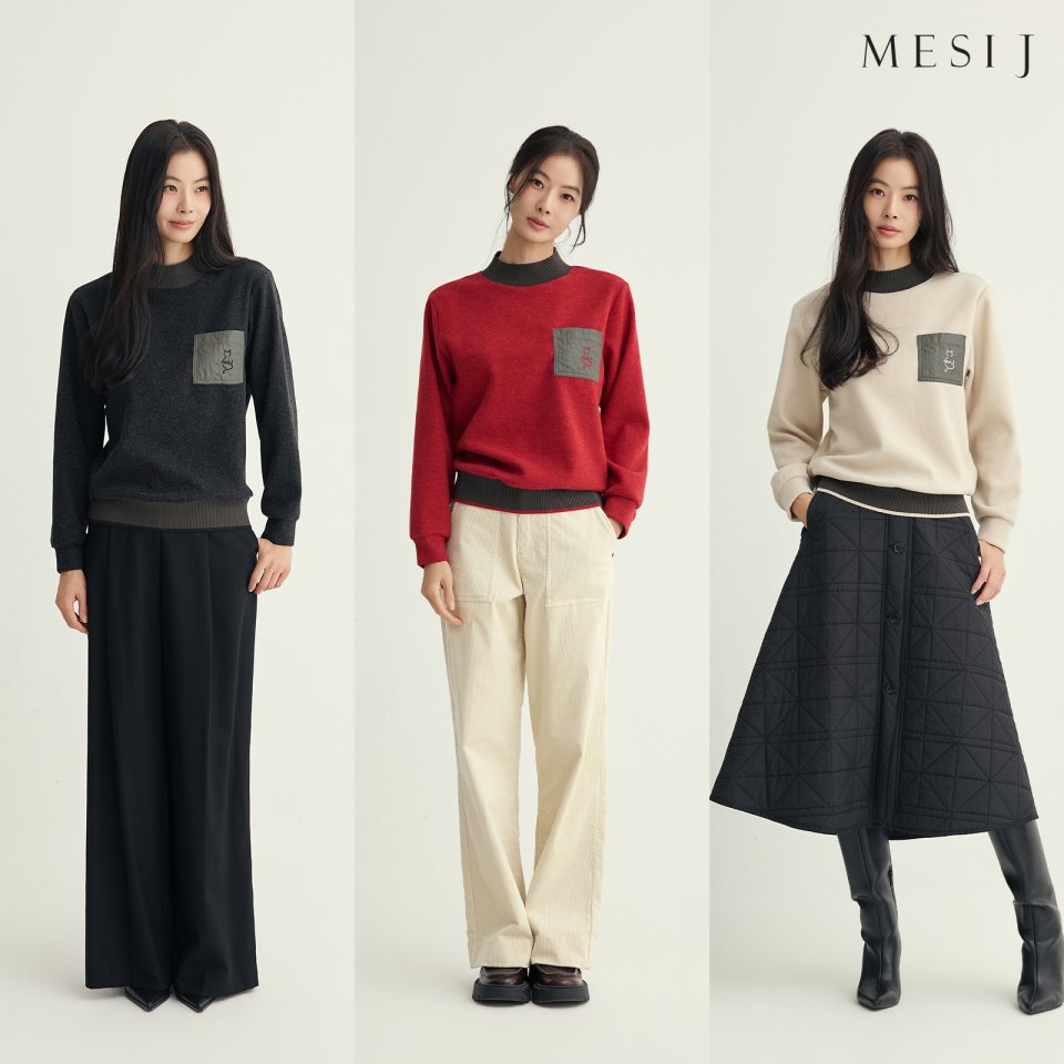 [메시제이] 캣포켓 기모 블라우스 3종(with 배우 윤소이)
