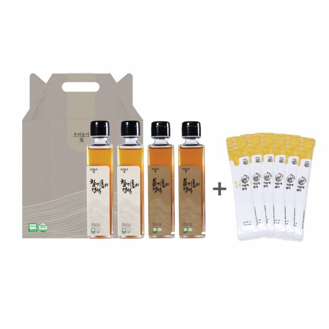 참기름의 정석 국산 참기름&들기름 세트 150ml X 4병+스틱 들기름 6매
