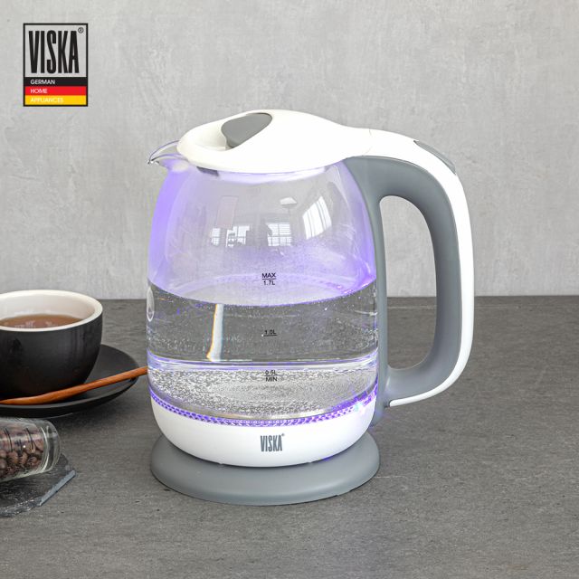 비스카 유리 LED 전기포트 SUS304 스테인레스 주전자 1.7L HNZ-1000WK