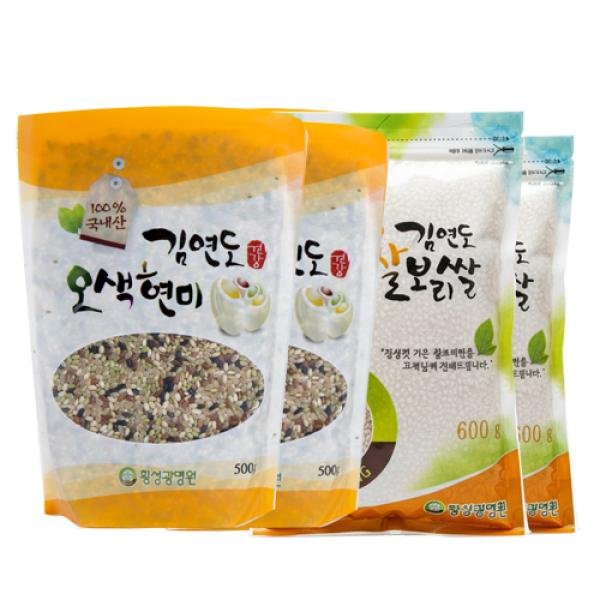 김연도 오색현미500g*8봉+흰찰쌀보리600g*4봉