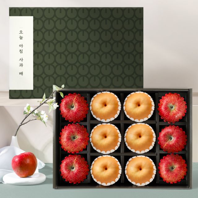 [오늘아침사과] 사과배 혼합 선물세트 1호 6kg내외 (사과 6과/배 6과)