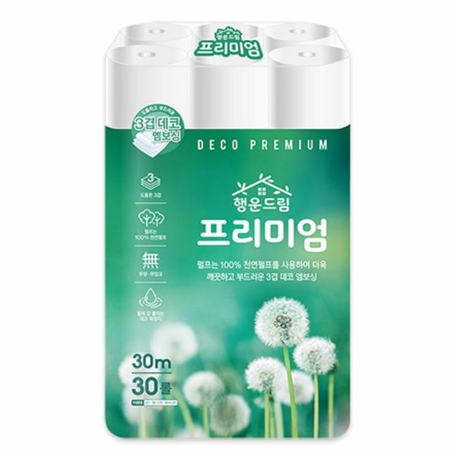 [행운드림] 프리미엄 3겹 롤화장지 30mX30롤 (1팩)