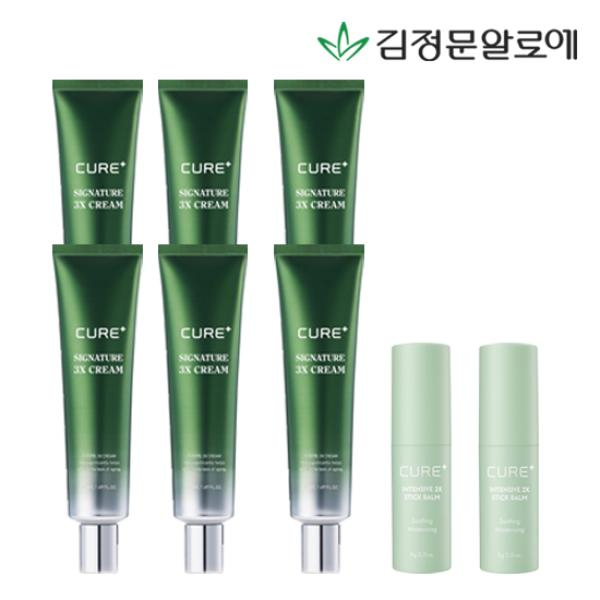 [김정문알로에] 큐어시그니처 3X크림 50g 6개+스틱밤2개