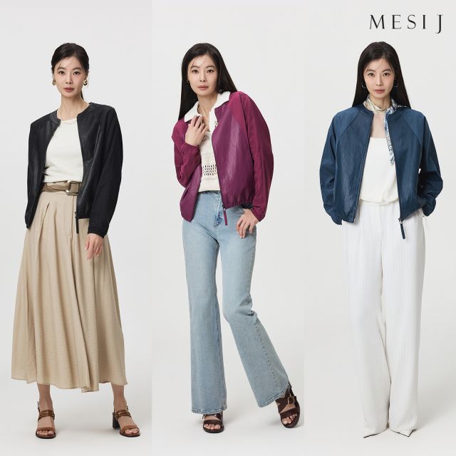 [메시제이] faux 레더 블록 재킷