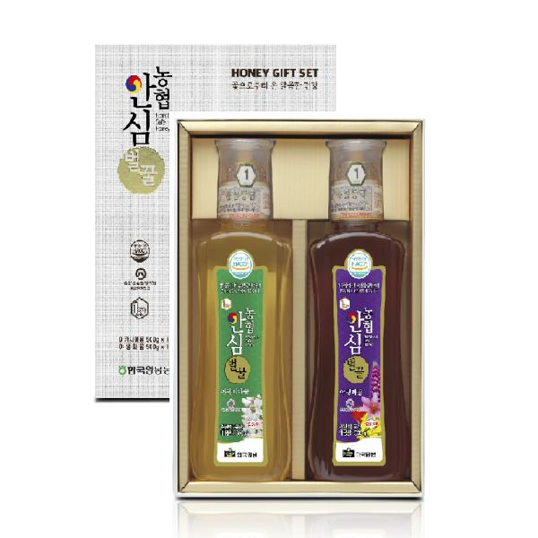 한국양봉농협 안심 선물세트 1호(아까시꽃꿀500g + 야생화꽃꿀500g)