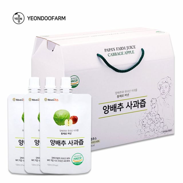 연두팜 아빠의주스 양배추사과즙 100ml 40개입 한박스